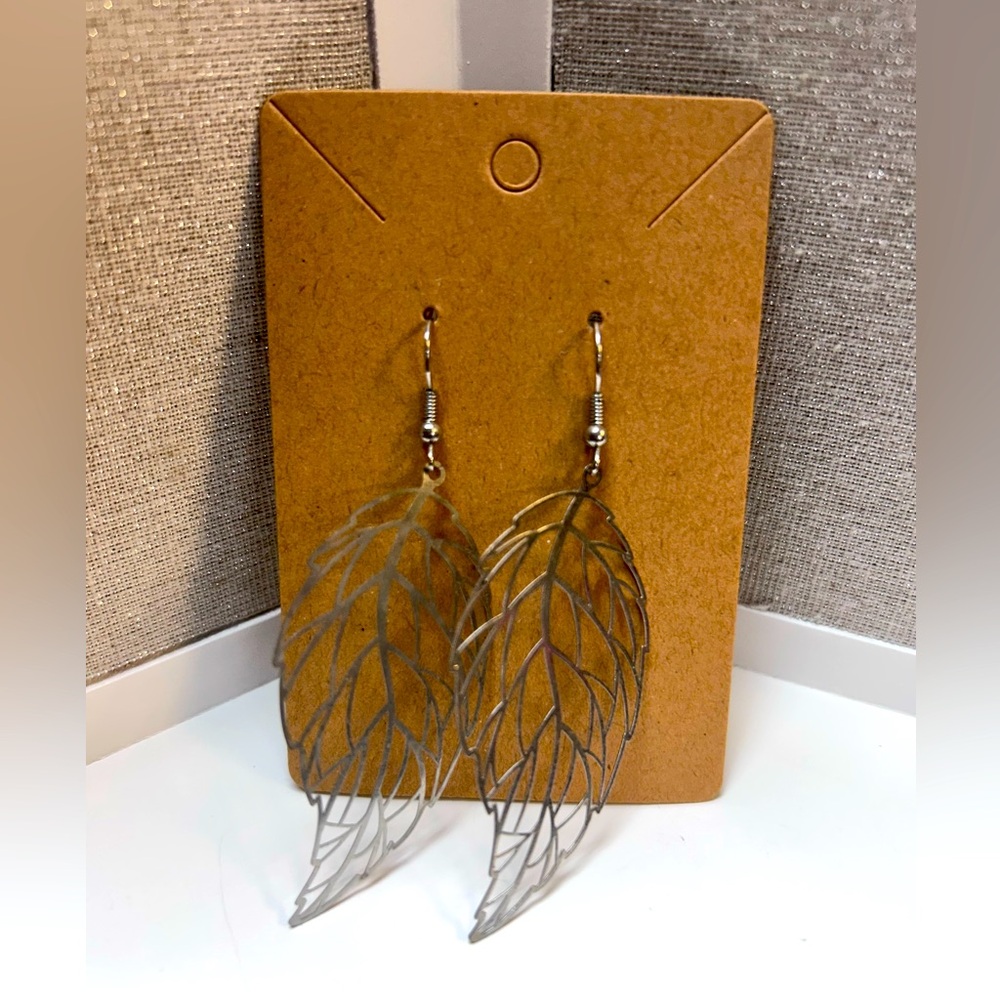Boho Angel Wing Cut Out Earrings - Matte Silver Tone